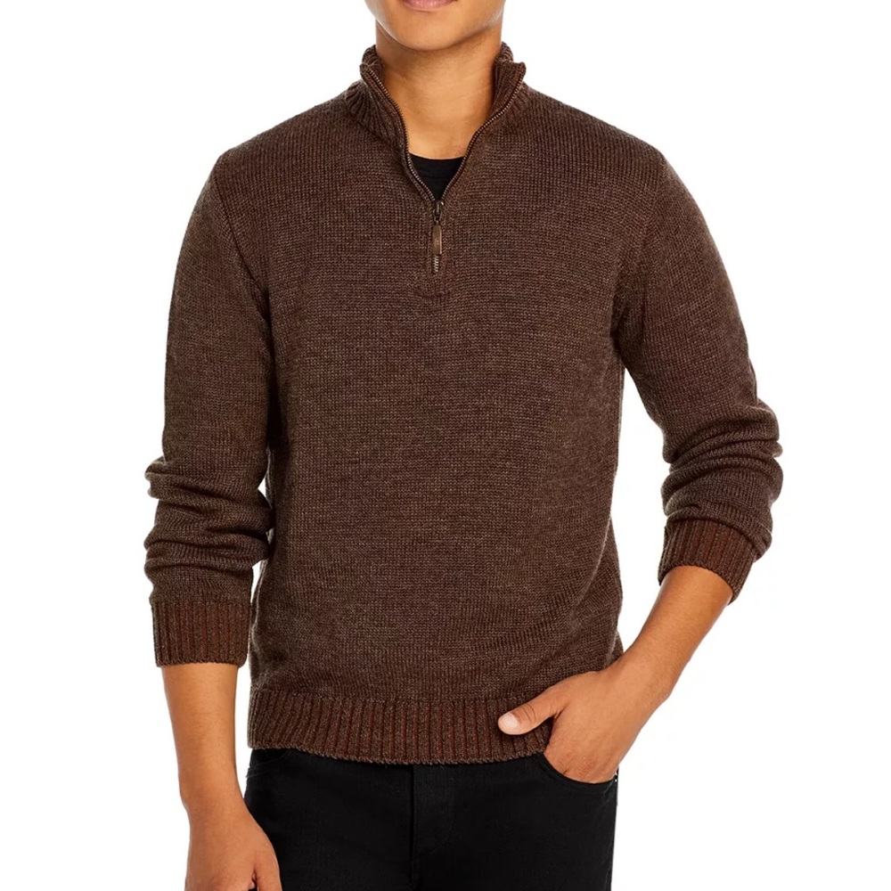 NWT Sonoma Men's Chocolate 3/4 Zip-Up Sweater